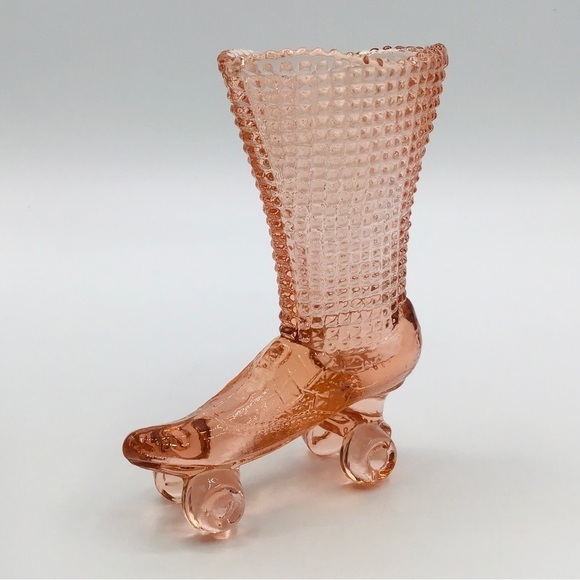 Vintage Pressed Glass Roller Skate 4” Toothpick Holder Matches Boot Decor Amber - Picture 1 of 11